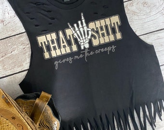 Country Music Fringe Tank Top | Sleeveless Western Tee | Country Concert Outfit | Nashville Outfit | Music Shirt | Nash | Music Festival