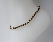 Black Gold Glass Beaded Stretch Anklet Ankle Bracelet