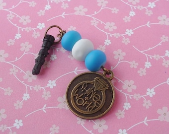 Switch charm phone charm Santa Claus dust plug charm has an AB rhinestone bead and a green bell