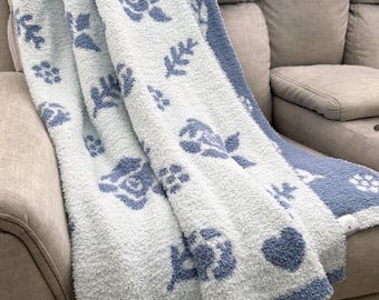 Manta acogedora con estampado floral exclusivo - Manta de lujo - Súper suave - Hilo de microfibra tejida