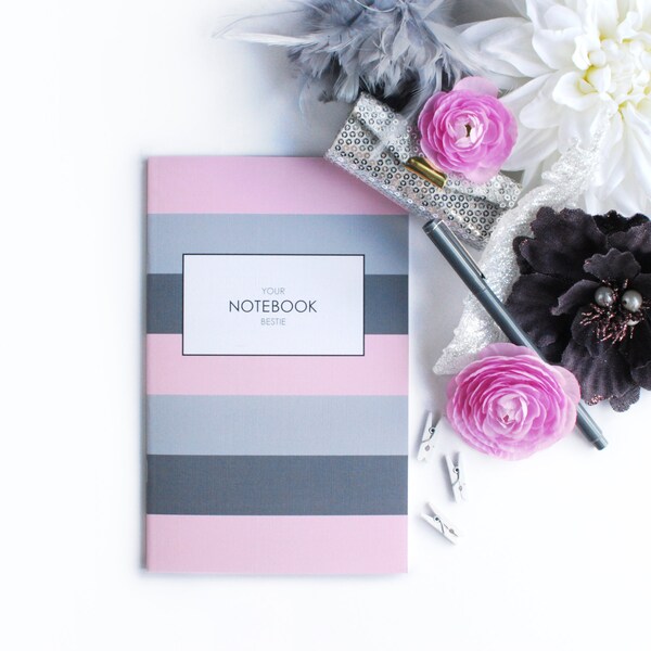 Ashley Shelly Notebook Bestie: Blush Stripe