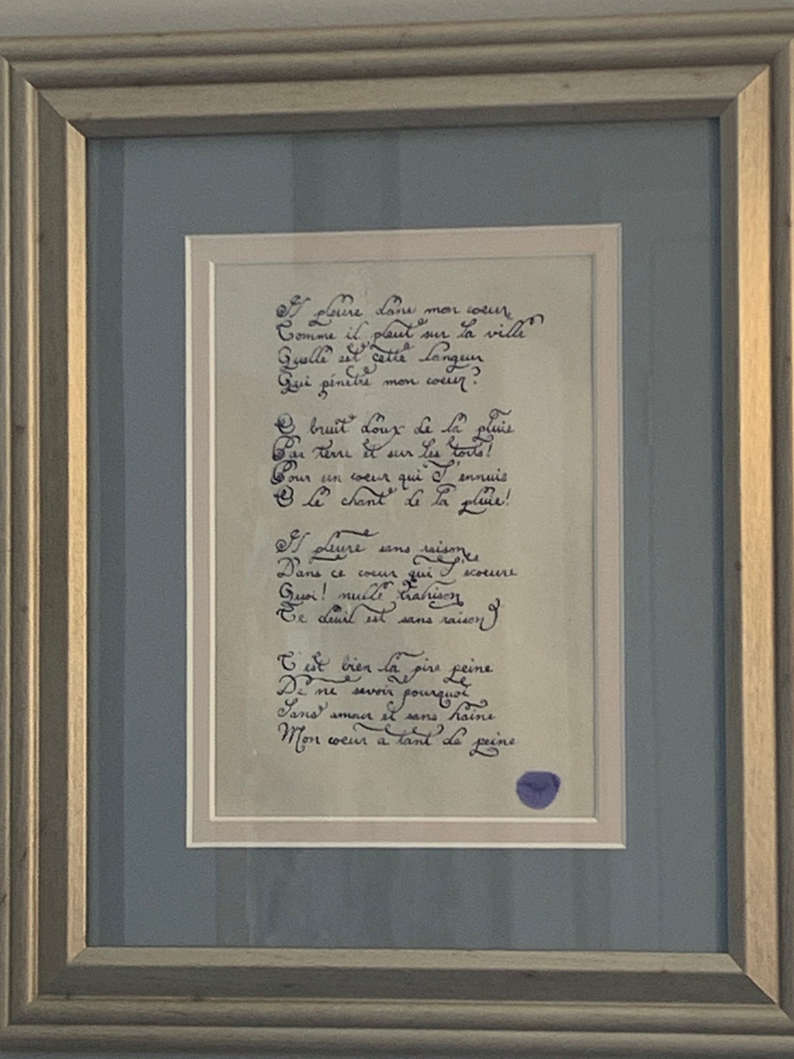 Il Pleure Dans Mon Coeur Paul Verlaine Etsy