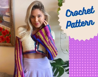 PATTERN - Bell Sleeve Crochet Cardigan - Crochet Pattern - PDF