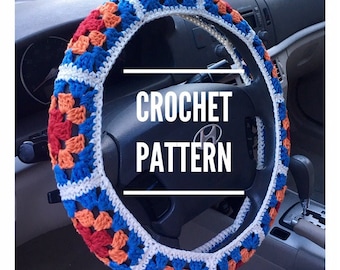 CROCHET PATTERN - Granny Square Steering Wheel Cover