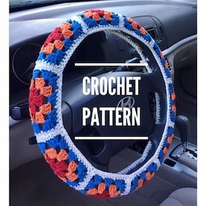 CROCHET PATTERN - Granny Square Steering Wheel Cover