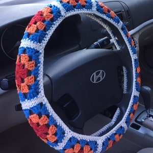 CROCHET PATTERN Granny Square Steering Wheel Cover image 3