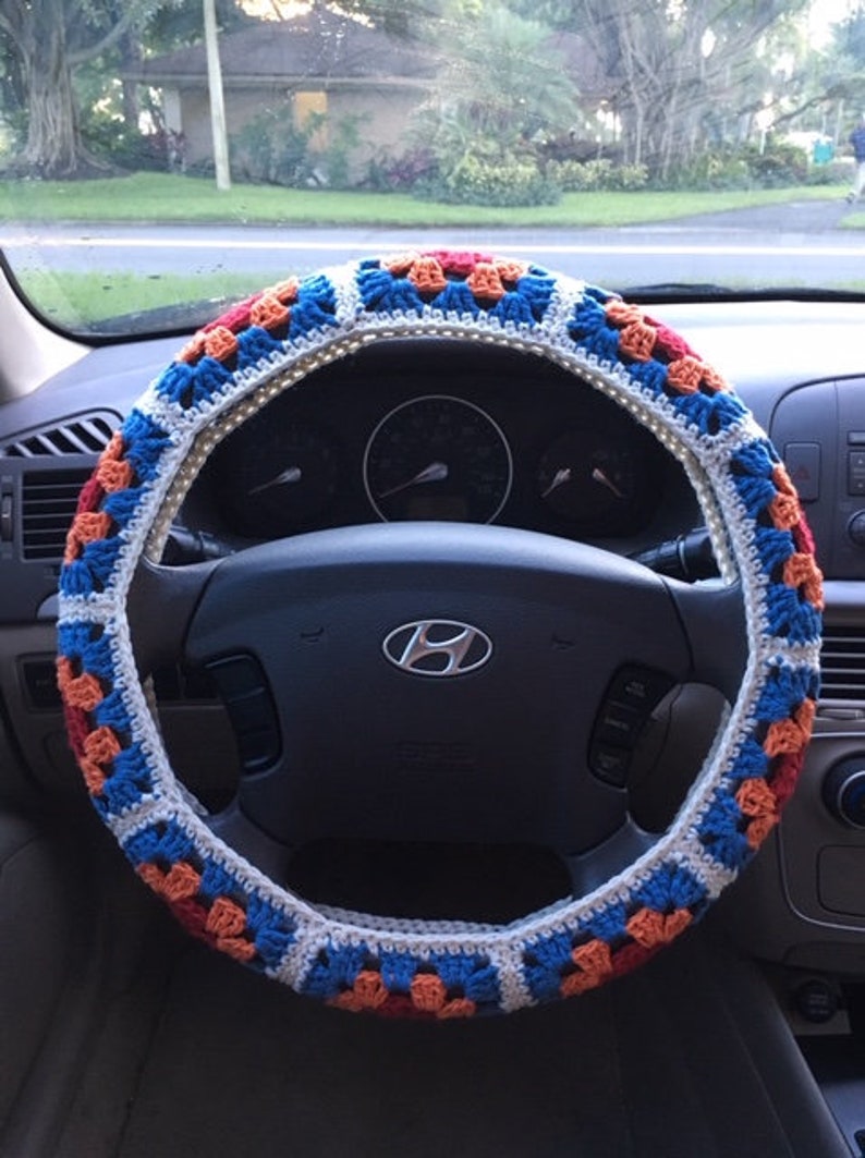 CROCHET PATTERN Granny Square Steering Wheel Cover image 4