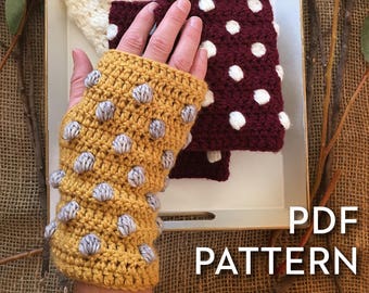 Wrist warmer pattern - Bobble Stitch Wrist Warmers - Fingerless Gloves