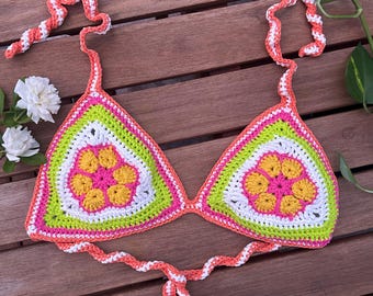 PATTERN - African Flower Triangle Top Crochet Pattern