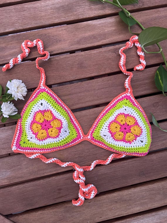 PATTERN - African Flower Triangle Top Crochet Pattern - Etsy