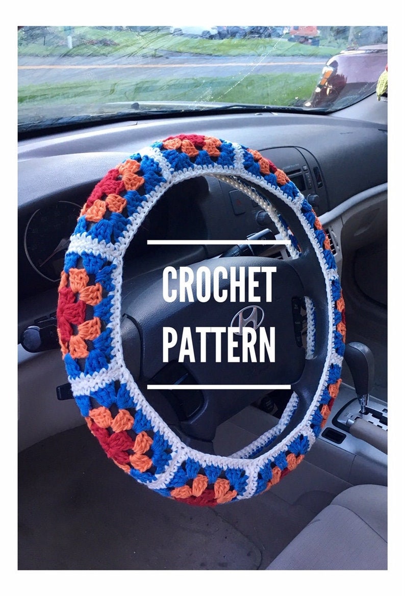 CROCHET PATTERN Granny Square Steering Wheel Cover image 1