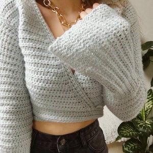 PATTERN Wrap Sweater Crochet Pattern, Sweater Crochet Pattern, Cute Crochet Sweater, Crochet Croptop image 8