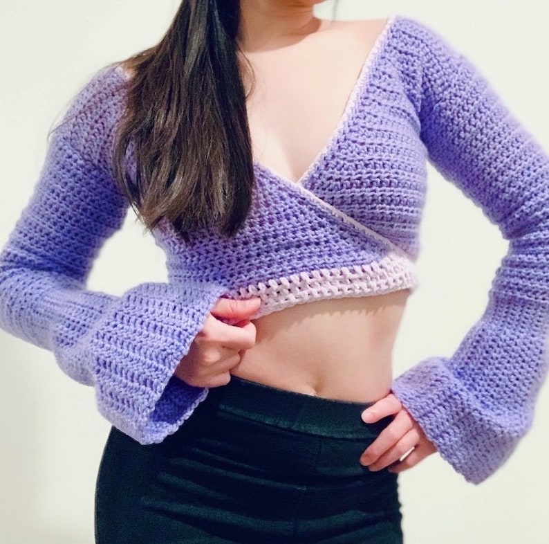 PATTERN Wrap Sweater Crochet Pattern, Sweater Crochet Pattern, Cute Crochet Sweater, Crochet Croptop image 7