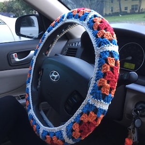 CROCHET PATTERN Granny Square Steering Wheel Cover image 2