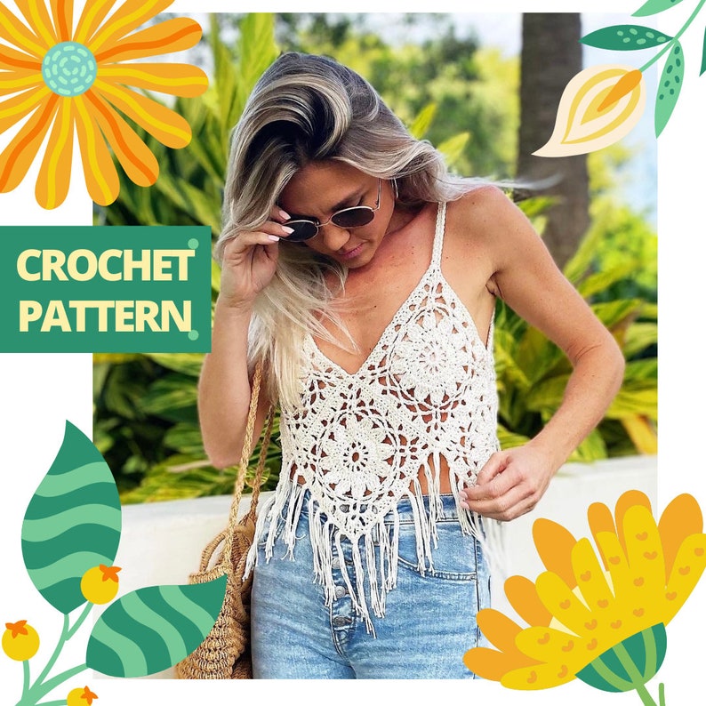 PATTERN Boho Crop Top Crochet Pattern image 1