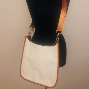 Piped Camel and Cream Messenger Bag