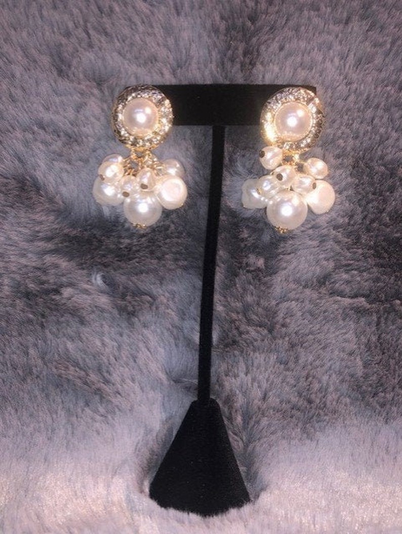 Beveled Gold and Pearl Earrings