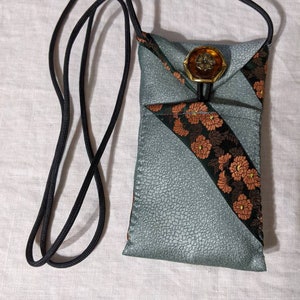 Hand Crafted Vintage Tie Cross Body Cell Phone Bag - One Outside Pocket