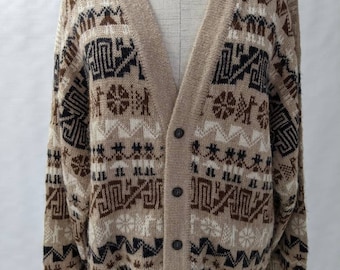 1960s Mod Vintage Alpaca Wool Hipster Cardigan Sweater Christmas