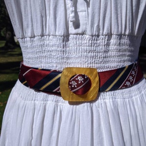 Hand Crafted Vintage Tie belt - Antique Buckle- size medium 30 inches