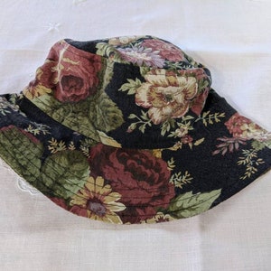 Hand Crafted Reversible Bucket Hat, Vintage Drapery and Upholstery Fabric