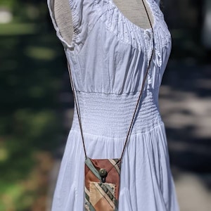 Hand Crafted Vintage Tie Cross Body Cell Phone Bag - One Outside Pocket