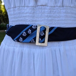 Hand Crafted Vintage Tie belt - Antique Buckle- size medium 30 inches