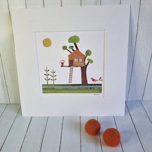 Arte del collage di carta della casa sull'albero
