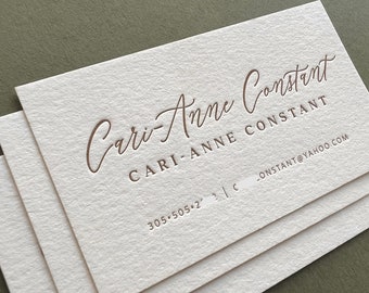 Letterpress Business Cards, Calling Card, Calligraphy, small business, health coach, photographer, minimalist, designer b106