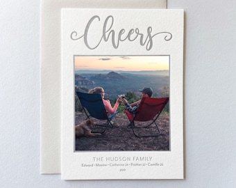 Letterpress Holiday Photo Card - 50 or more flat cards with envelopes - 1 ink color - Christmas Cards H204