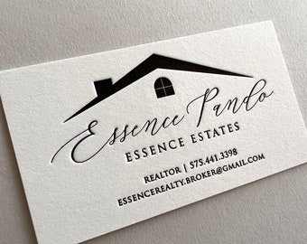 Letterpress Business Cards, Calling Card, minimalist, rental, bed and breakfast, airbnb, realtor, house, real estate, agent, roof b118