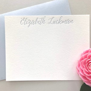 Letterpress Calligraphy Style Personalized Stationery, Set of 50 or more, note cards, anniversary, thank you, coworker gift, bridesmaid S165