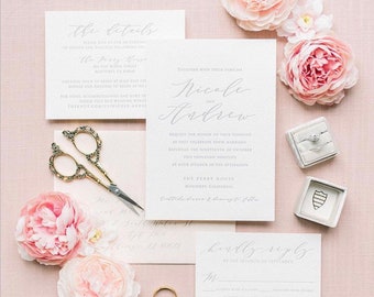 The Nicole Suite - Sample Letterpress Wedding Invitations