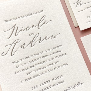 The Nicole Suite - Sample Letterpress Wedding Invitations