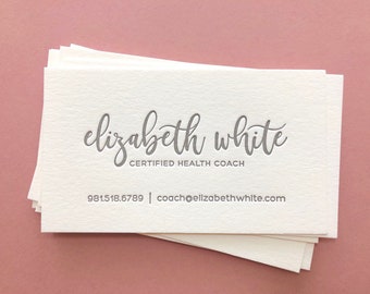 Letterpress Business Cards, Calling Card, Calligraphy, small business, health coach, wellness, holistic, paleo, Logo, Script, Simple b104