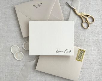 Buchdruck-Paare, modernes personalisiertes Briefpapier, Set mit 50 oder mehr, individuelle flache Notizkarten, Papierjubiläum, Hochzeit, Geschenk, Dankeschön-TEST