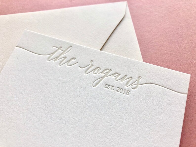 Letterpress Couples Modern Personalized Stationery Set of 50 Etsy