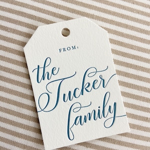 Etiquetas de regalo tipográficas - Personalizado, Personalizado, Navidad, Etiquetas de favor, Todos los días, Boda, Ducha, Gracias, Guión, Simple, Clásico G103
