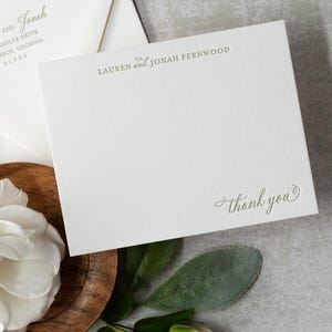 Letterpress Dankeschön-Set mit Umschlägen, flache Grußkarten, Hochzeit, Dusche, Baby, Abschlussfeier, Geschenk, Briefpapier, Farn