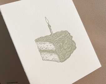 Letterpress Greeting Card - Celebrating Slice -  hand sketched - Ready to Ship