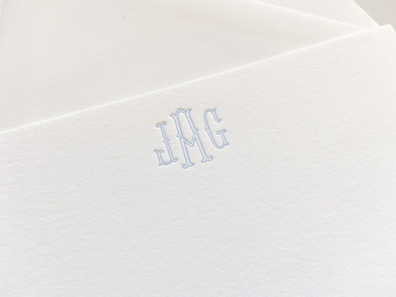 Letterpress Traditional Monogram Stationery, Set of 50 or more, paper, thank you, wife, husband, boy, girl, simple, note card S112 image 1