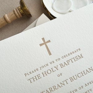 Invitaciones tipográficas para Bautismo, Bautizo, Comunión con sobres en blanco - Diseño Cruz Cristiana RI11
