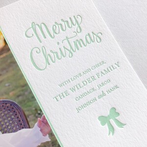 Letterpress Holiday Photo Card 50 or more flat cards with envelopes 1 ink color Christmas Cards, silver, Joy, Family, DIY H114 image 2