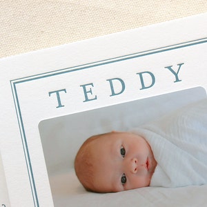 Letterpress Baby Birth Announcements with photos 50 flat cards with envelopes 1 ink color custom, boy Modern, newborn, Classic BA111 image 3