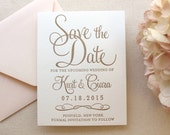 The Hydrangea Suite - Letterpress Wedding Save the Date - Gold, White, Blush, Pink, Modern, Traditional, Simple, Invitation, Classic, Script