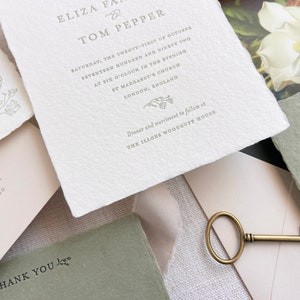 The Eliza Letterpress Save the Date Wedding Announcements with photos, blank envelopes image 6