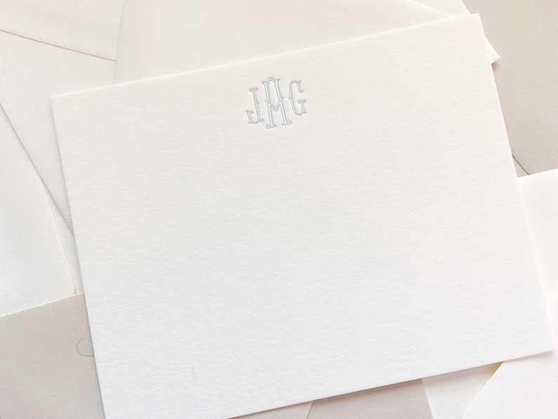 Letterpress Traditional Monogram Stationery, Set of 50 or more, paper, thank you, wife, husband, boy, girl, simple, note card S112 image 3