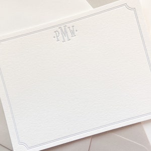 Letterpress Traditional Monogram Stationery, Set of 50 or more, paper, anniversary, thank you, Border, child, simple, note card S120