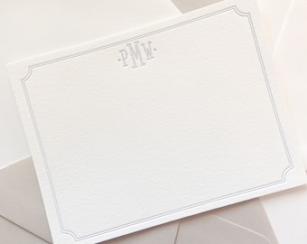 Papelaria tipográfica tradicional com monograma, conjunto de 50 ou mais, papel, aniversário, obrigado, borda, criança, simples, cartão de nota S120