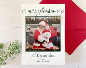 Letterpress Holiday Photo Card - 50 or more flat cards with envelopes - 1 ink color - Christmas Cards H203